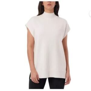NWT Cyrus L large sweater vest high neck white old money knit textured preppy